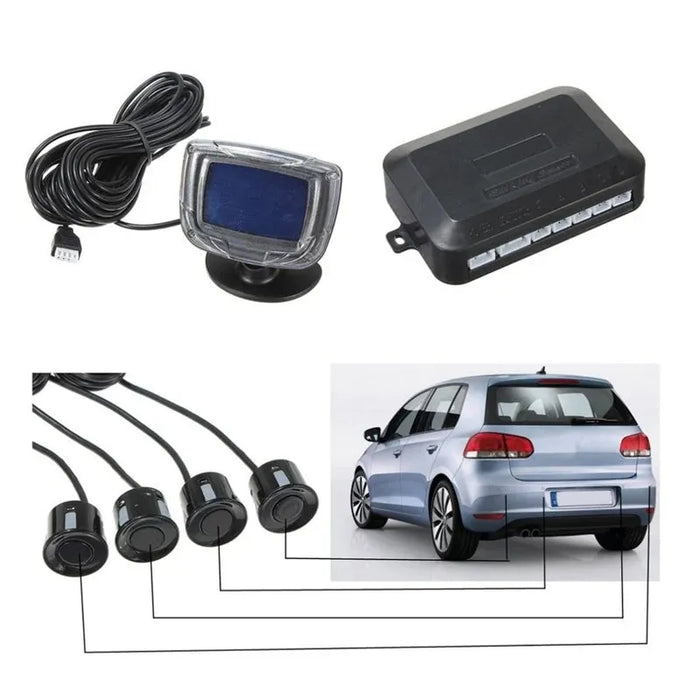 Vehicle Parking Sensor LCD Display with Switch Car Reverse Radar Parking Distance Rear 4 Sensors Backup Alarm System Buzzer