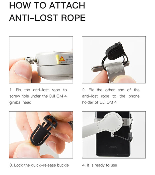 For DJI OM4 SE 5 Phone Holder Clip Anti-lost Rope Strap Anti-drop For DJI OM 4 Osmo Mobile 3 4 5 Camera Expansion Accessories DJI OM4 SE Phone Holder Clip with Anti-Lost Rope Strap - Accessories  Lacatang Shop Lacatang Shop 