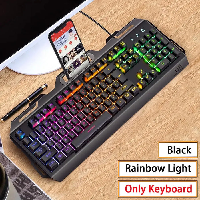 Gaming Keyboard and Mouse Combos Backlit RGB LED USB 104 Key Wired Mechanical Feeling Keyboard Mice For Gaming PC Laptop Office RGB Wired Gaming Keyboard & Mouse Combo – 104 Keys, LED Backlit  Lacatang Shop Lacatang Shop 