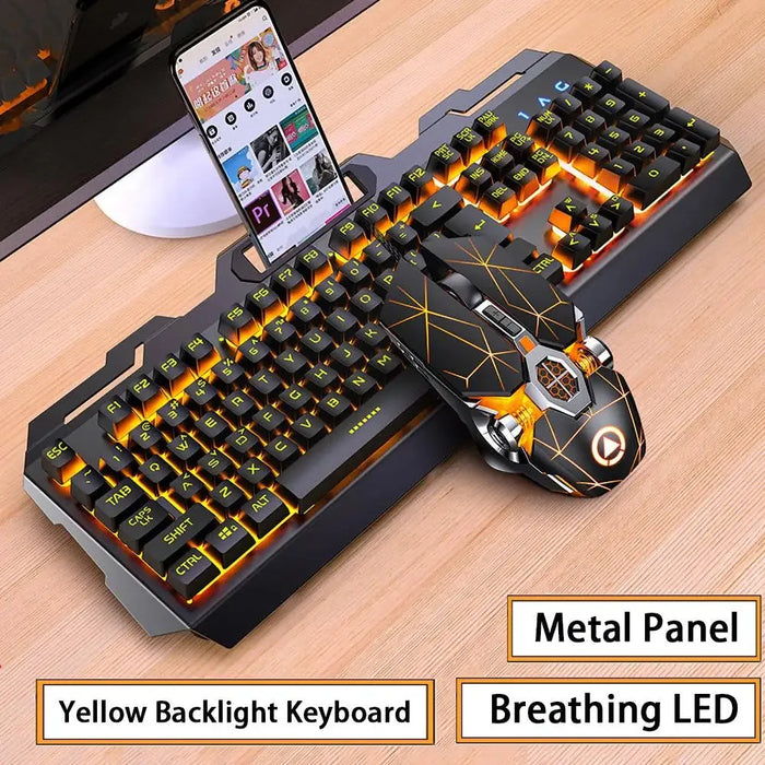 Gaming Keyboard and Mouse Combos Backlit RGB LED USB 104 Key Wired Mechanical Feeling Keyboard Mice For Gaming PC Laptop Office RGB Wired Gaming Keyboard & Mouse Combo – 104 Keys, LED Backlit  Lacatang Shop Lacatang Shop 