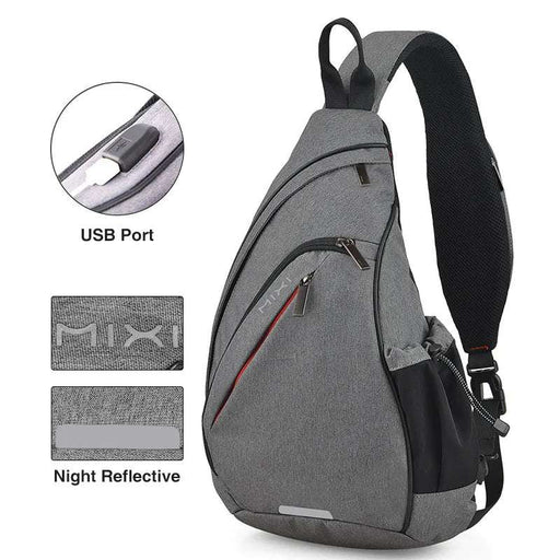 Mixi Men One Shoulder Backpack Women Sling Bag Crossbody USB Boys Cycling Sports Travel Versatile Fashion Bag Student School