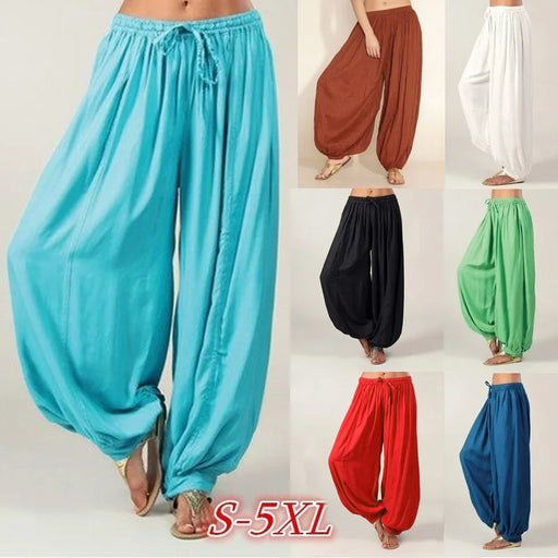 Summer Pant for Women Plus Size 2023 Solid Color Casual Loose Harem Pants  Linen Full Length Trousers for Party Cosplay Summer Pant for Women Plus Size 2023 Solid Color Casual Loose Harem   Lacatang Shop Lacatang Shop 