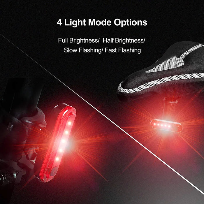 USB Rechargeable LED Rear Bike Tail Light - Ultra Bright Red Cycling Safety Light with 4 Modes for Night Riding