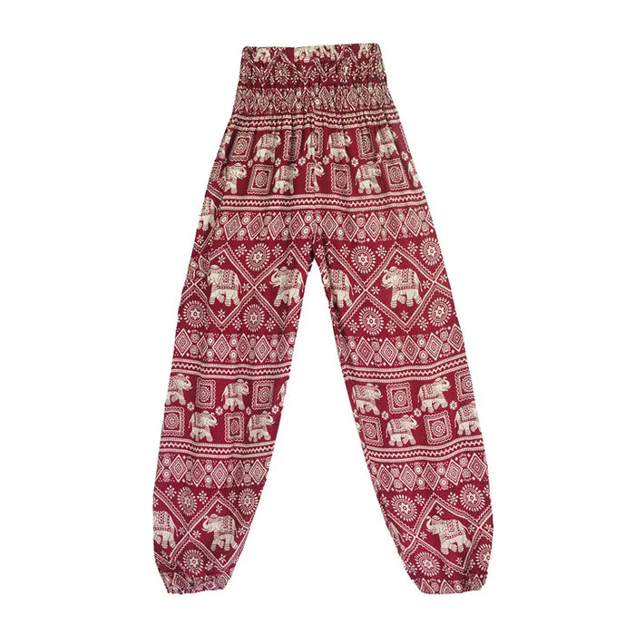 Women Red Elephant Design Loose Fit Harem Pants Hippie Workout Party Beach Pants Casual Trousers Dropshipping