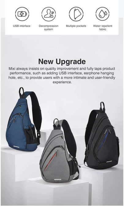 Mixi Fashion Backpack for Men One Shoulder Chest Bag Male Messenger Boys College School Bag Travel Causal Black 17 19 inch