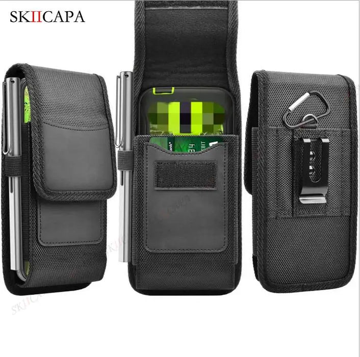 Oxford Cloth Leather Pouch with Belt Clip for Samsung S24 Ultra Plus - Waist Bag for Galaxy A15, A05S, A05, A25