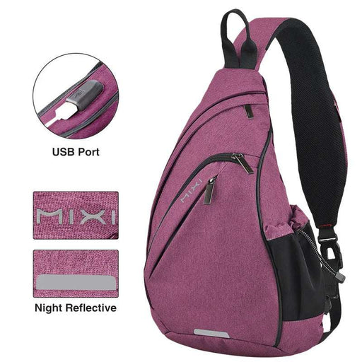 Mixi Men One Shoulder Backpack Women Sling Bag Crossbody USB Boys Cycling Sports Travel Versatile Fashion Bag Student School Mixi Men One Shoulder Backpack Women Sling Bag Crossbody USB Boys   Lacatang Shop Lacatang Shop 