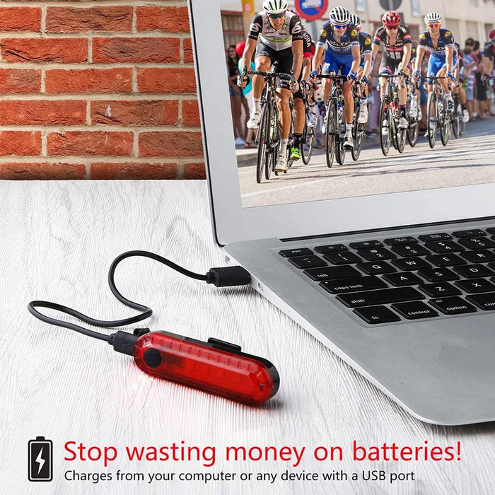 USB Rechargeable Red LED Bike Tail Light - Ultra Bright Rear Safety Light with 4 Modes for Night Cycling