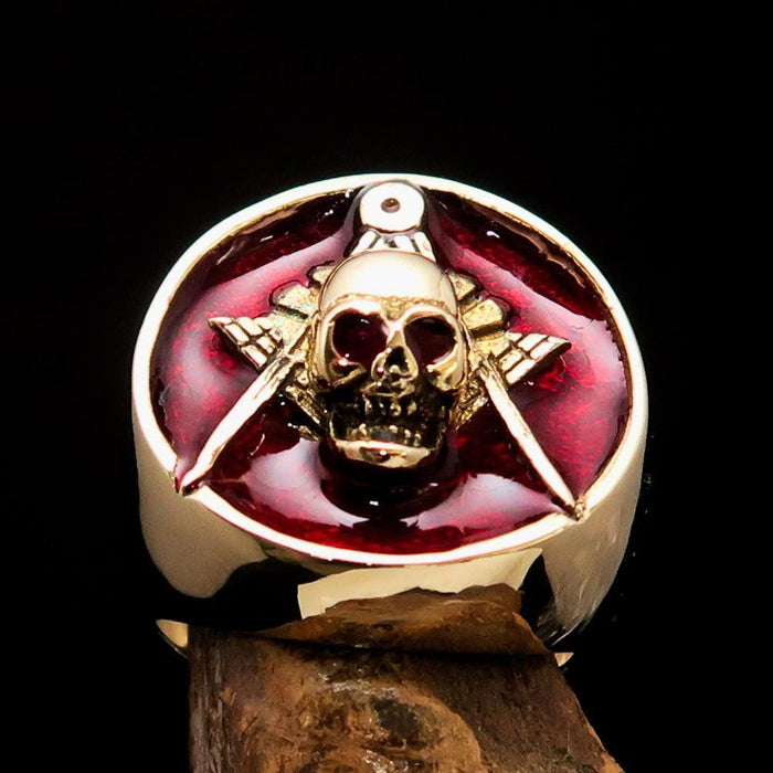 Perfectly crafted Men's Masonic Skull Ring Red - Solid Brass Perfectly crafted Men's Masonic Skull Ring Red - Solid Brass -  Rings Coffee Menoetius Lacatang Shop 