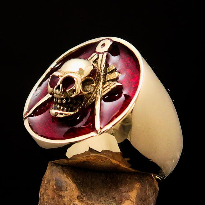 Perfectly crafted Men's Masonic Skull Ring Red - Solid Brass Perfectly crafted Men's Masonic Skull Ring Red - Solid Brass -  Rings Coffee Menoetius Lacatang Shop 