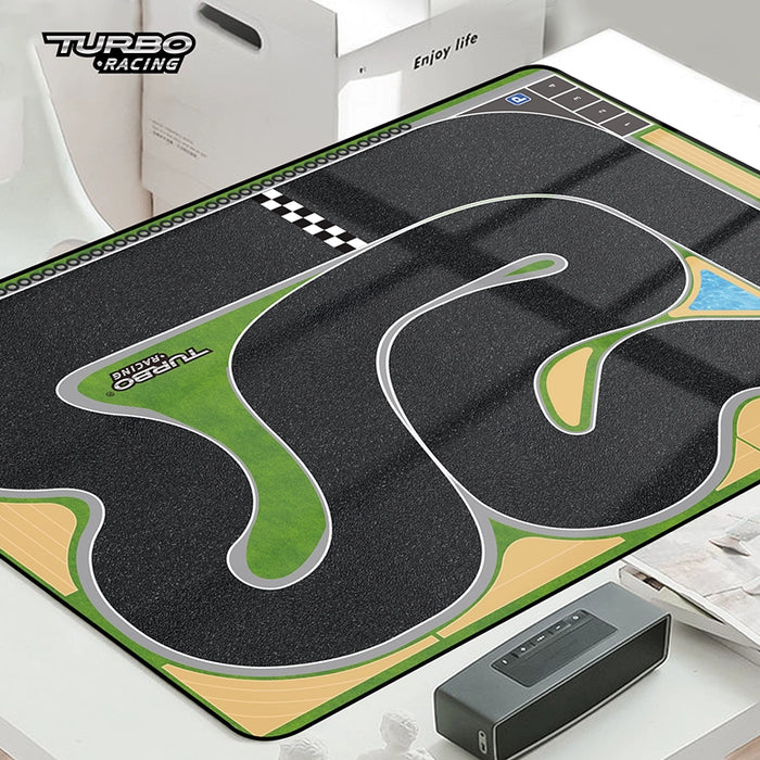 Turbo Racing Drift Track Set with Cement Pier and Jumping Platform, 1:76 Scale Car Scene Mat