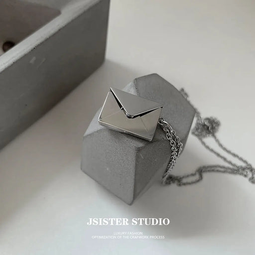 Open Love Letter Envelope Necklace 2023 New Arrival Men and Women Special-Interest Design Trendy Couple's Pendant Chinese Valentine's Day Gift Lacatang Shop