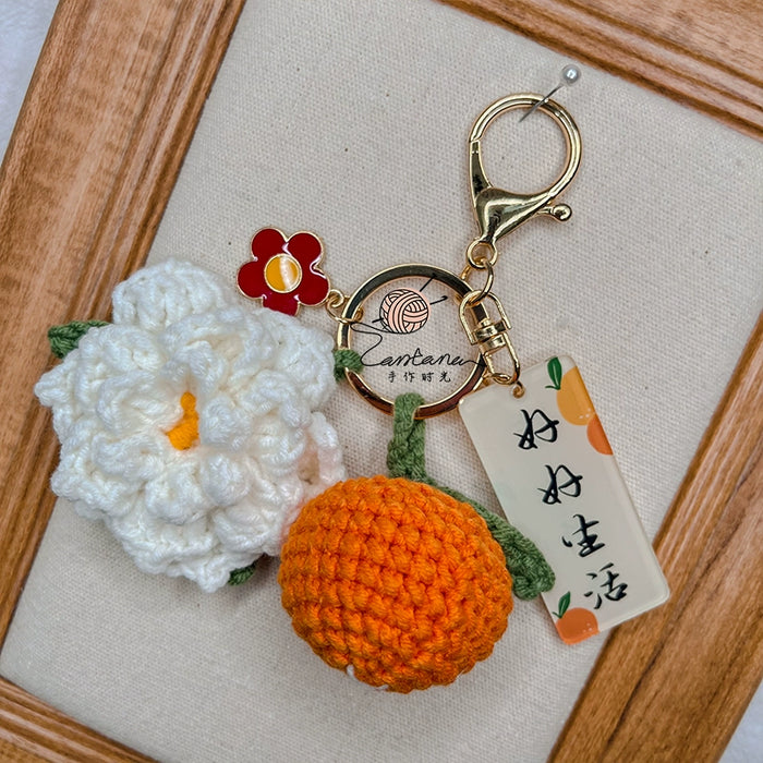 Citrus Gardenia Keychain Crochet Material Package Small Pendant Good Life DIY Wool Hand-Woven Gift