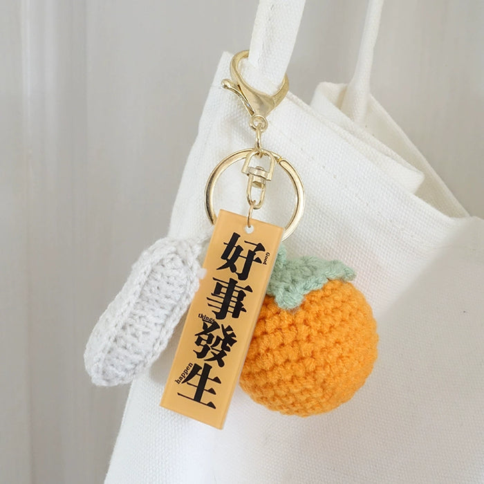 Good Thing Happening Doll Pendant Doll Handmade Woven Keychain Lucky Persimmon Schoolbag Bag Charm Key Chain