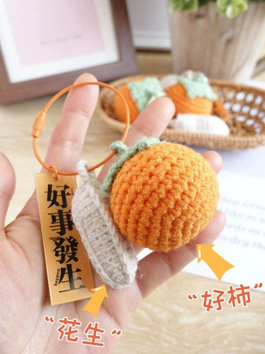 Good Thing Happening Doll Pendant Doll Handmade Woven Keychain Lucky Persimmon Schoolbag Bag Charm Key Chain Handmade Good Thing Happening Doll Pendant Keychain - Lucky Charm  Lacatang Shop Lacatang Shop 