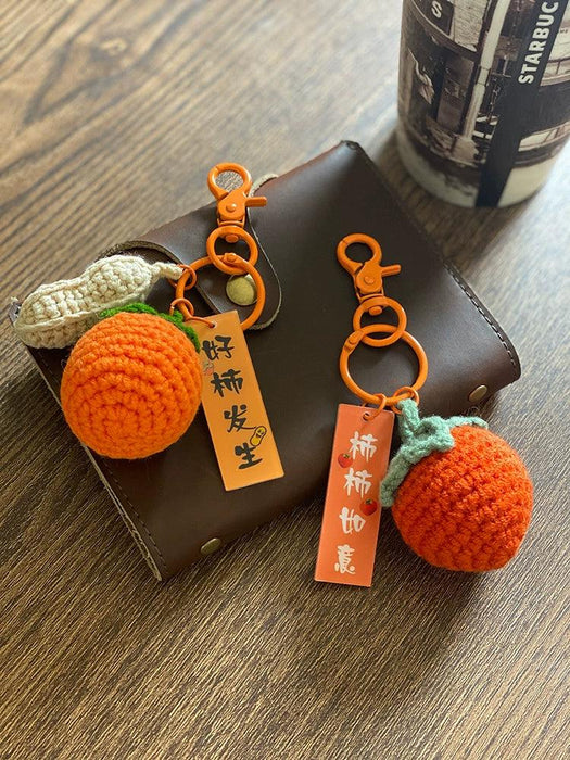 Good Thing Happening Doll Pendant Doll Handmade Woven Keychain Lucky Persimmon Schoolbag Bag Charm Key Chain Handmade Good Thing Happening Doll Pendant Keychain - Lucky Charm  Lacatang Shop Lacatang Shop 