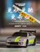 The image showcases a compact, stylish, silver remote control electric sports car with neon green racing stripes, sharply focused against a blurred background. The car model is identified as C71. Prominently above the car are bold Chinese characters and the brand name "Lacatang Shop.