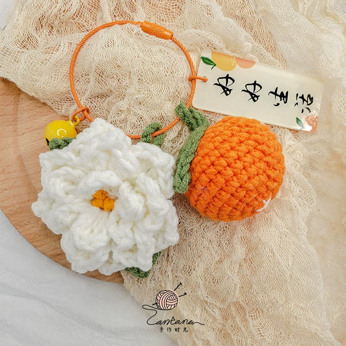 Citrus Gardenia Keychain Crochet Material Package Small Pendant Good Life DIY Wool Hand-Woven Gift