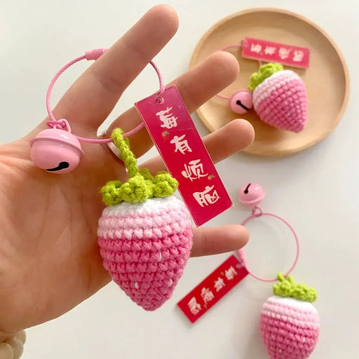 Crocheted Berry Keychain Pendant - Tipsy Strawberry Design with Customization Options Crocheted Berry Keychain Pendant - Tipsy Strawberry Design with   Lacatang Shop Lacatang Shop 