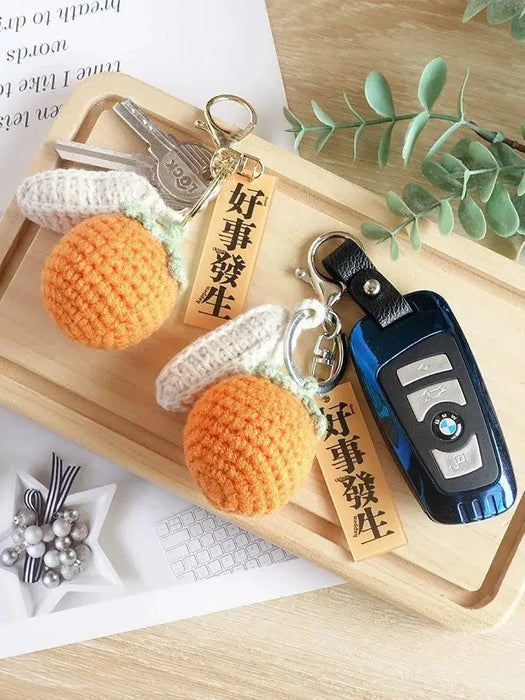 Good Thing Happening Doll Pendant Doll Handmade Woven Keychain Lucky Persimmon Schoolbag Bag Charm Key Chain Handmade Good Thing Happening Doll Pendant Keychain - Lucky Charm  Lacatang Shop Lacatang Shop 