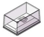 A 3D illustration of a clear rectangular plastic container with a slanted lid and top handle, ideal for displaying Turbo Remote Control Drift Car Track accessories by Lacatang Shop, featuring a solid base and transparent sides for effective display or storage.