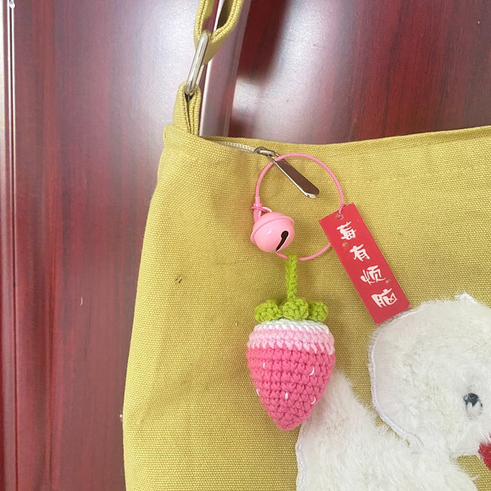 Crocheted Berry Keychain Pendant - Tipsy Strawberry Design with Customization Options