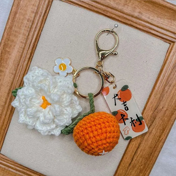 Citrus Gardenia Keychain Crochet Material Package Small Pendant Good Life DIY Wool Hand-Woven Gift - Lacatang Shop