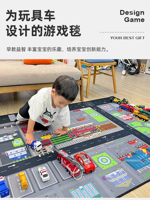 Kids' Thickened Cartoon Play Mat - Soft Crawling Carpet for Reading and Play in Parking Lot Settings - Lacatang Shop