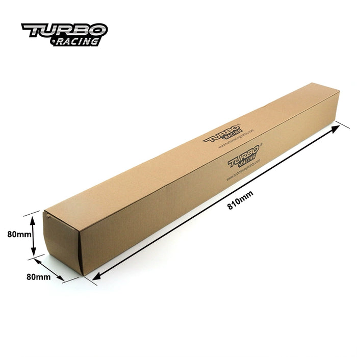 A long, brown cardboard box branded "Lacatang Shop" hints at a thrilling Turbo Drift Remote Control Car Track experience. It measures 810mm in length, 80mm in width and height, and is angled on a white background for effect.