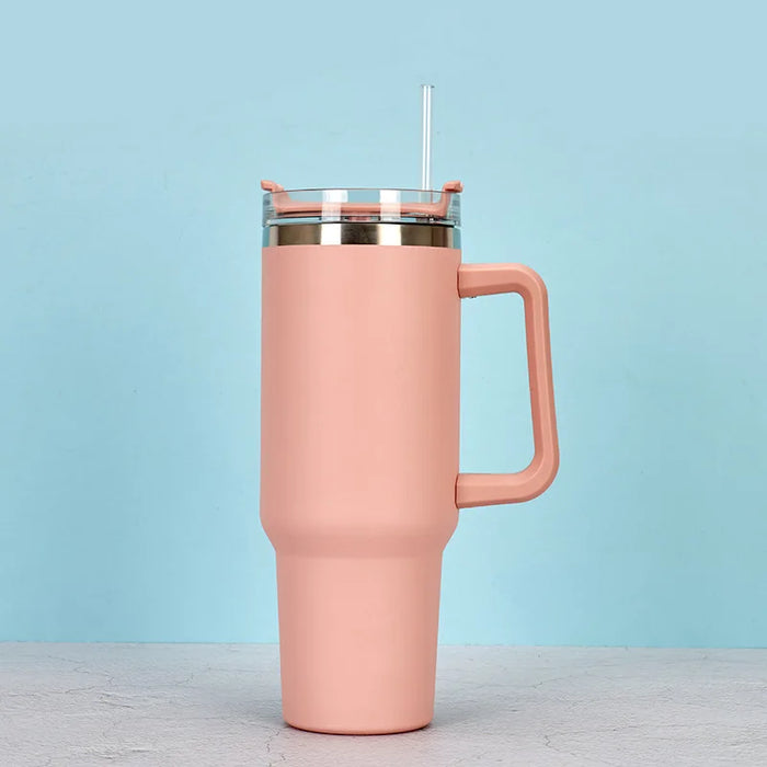 40oz Stainless Steel Insulated Hot Travel Mugs Water Bottle Thermal Vacuum Coffee Car Cup Cold Flask with Handle Straw