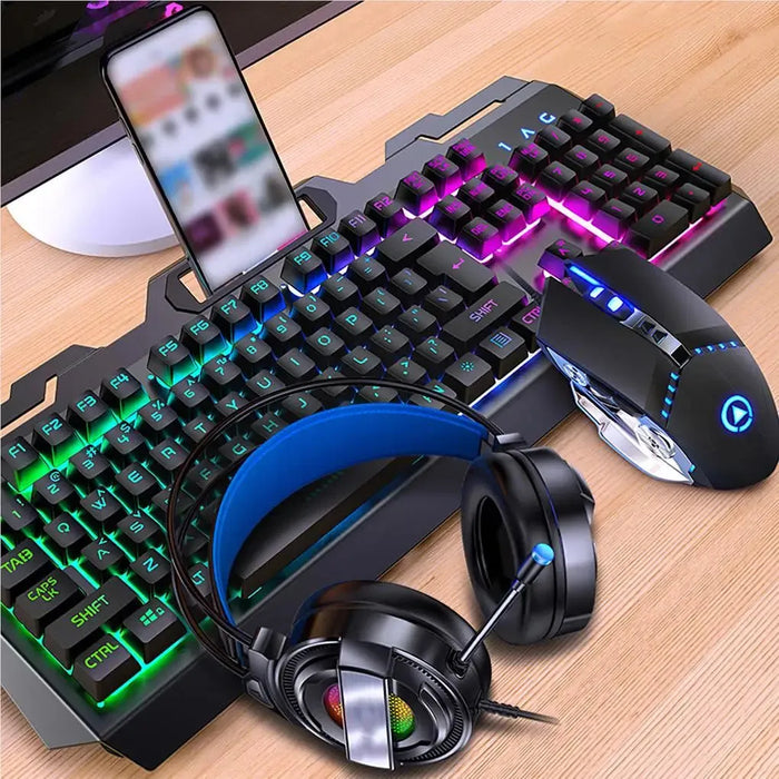 Backlit Wired Keyboard and Mouse Game Keyboard Mouse Earphone Set Of Real Mechanical Key Mouse Set 

Game in Style with Backlit Keyboard & Mouse Set: Mechanical Keys & Earphones Included!  Lacatang Shop Lacatang Shop 