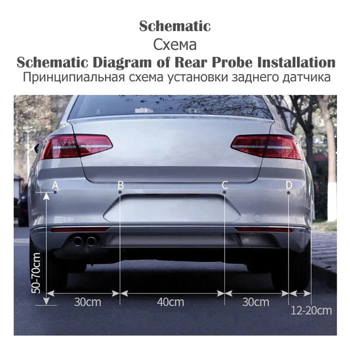 New LED Parking Sensor System Backlight Parktronic Monitor Display Kit Backup Detector Assistant 4 Probes