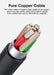 Close-up of a cable revealing exposed copper wires. Text: "Lacatang Shop's Develuck HD 1080P Cable ensures superior video transmission with high-quality pure copper, outperforming magnetic cables.