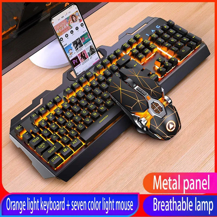 GX2 Wired Combination 104 Keys Mechanical Feel Keyboard and Mouse Replaceable Waterproof RGB Backlight Keyboard And Mouse Cover,