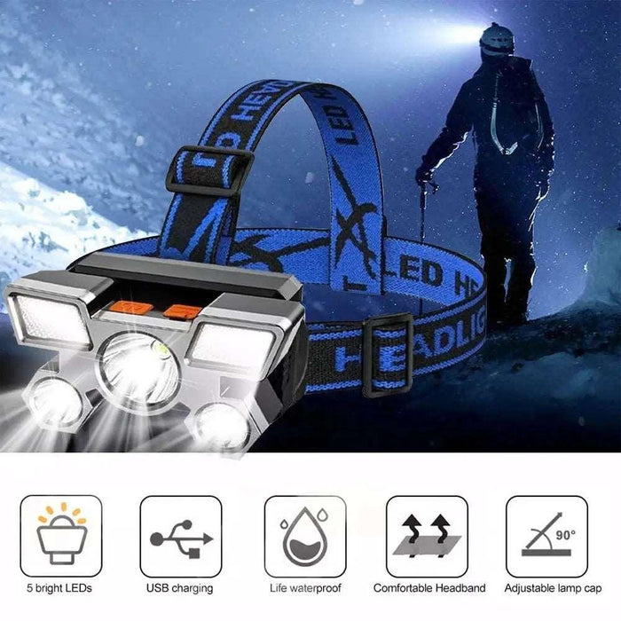 1pcs Rechargeable Headlamp, Portable 5LED Headlight Torch, Portable Rechargeable Headlamp - 5LED Portable Torch Other AliExpress Lacatang Shop 