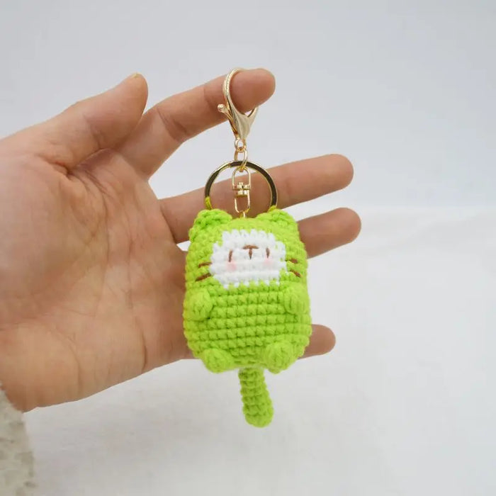 Cute Cat Crochet Keychains Knitting Cartoon Cat Doll Keyrings For Car Keys Kawaii Small Cat Knitted Keychain For Bag Pendant New