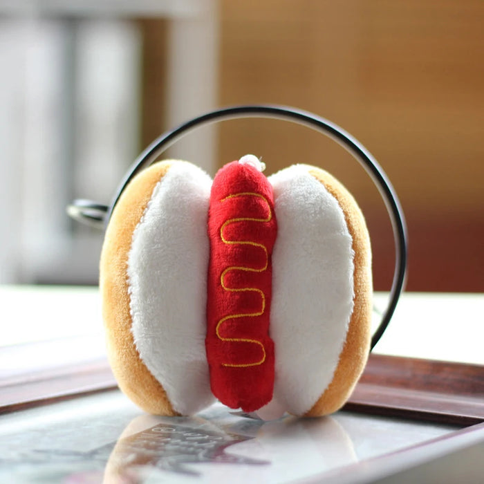 Hamburg Hot Dog Fries Bread Drumsticks Plush Pendant Keychain Creative Cartoon Bag Decoration Car Key Accessories For Girl Gift