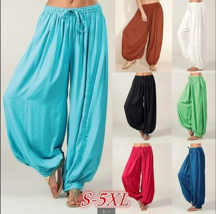 2024 Women's Spring Summer Lantern Pants Trousers Solid Loose Pleated Drawstring Casual Ankle Sports Pants Female Baggy Pants 2024 Women's Spring Summer Lantern Pants Trousers Solid Loose Pleated   Lacatang Shop Lacatang Shop 