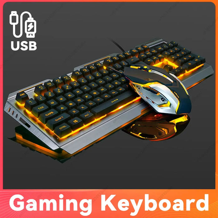 Mechanical Keyboard Gaming Keyboard Wired Game Mouse USB Gamer Keyboard RGB Light Backlit for Computer PC Laptop and Mouse Set RGB Gaming Keyboard & Mouse Set: Wired Mechanical USB for PC  Lacatang Shop Lacatang Shop 