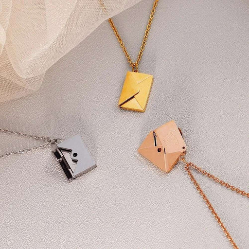 Stainless Steel Customized Letter Envelope Necklace Locket Jewelry Secret Love Note Pendant Engraved Note Photo for Women.