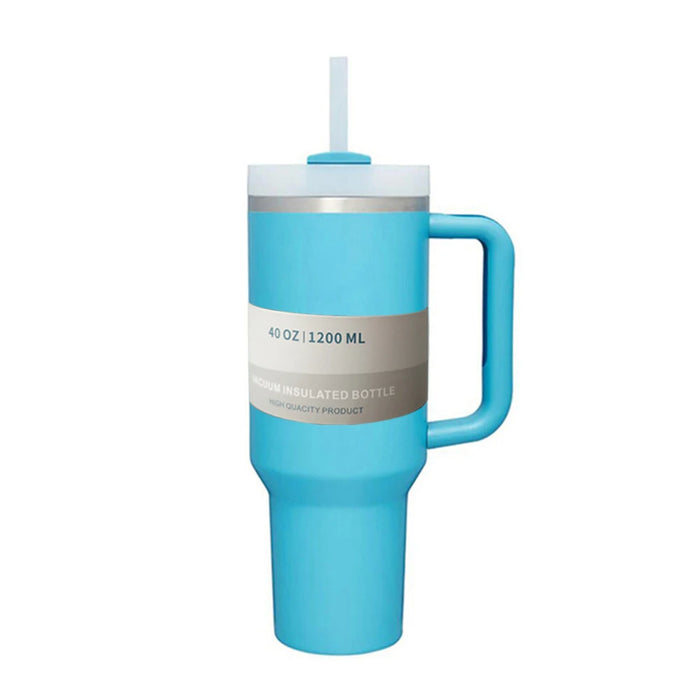 40 oz Iced Tumbler with Handle Straw Lid Stainless Steel Vacuum Insulated Coffee Mug Portable Thermal Travel Cup for Sport Car