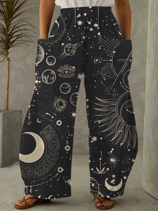 Women's Pants Sun Moon Star And Arrow Prints Harem Pants Women's Summer Retro Women's Casual Wear Daily Fashion Wide Leg Pants