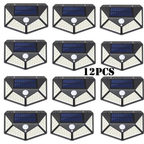 12 Pack Solar Lights Outdoor 100LED Wall Lamp Motion Sensor Security - Lacatang Shop