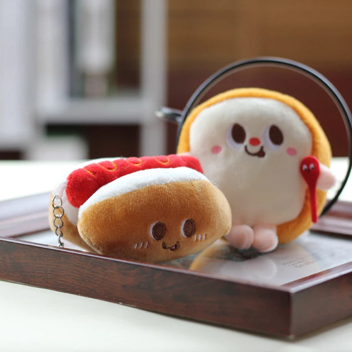 Cute Cartoon Food Plush Keychain - Hamburg, Hot Dog, Fries & Drumsticks Bag Charm for Girls