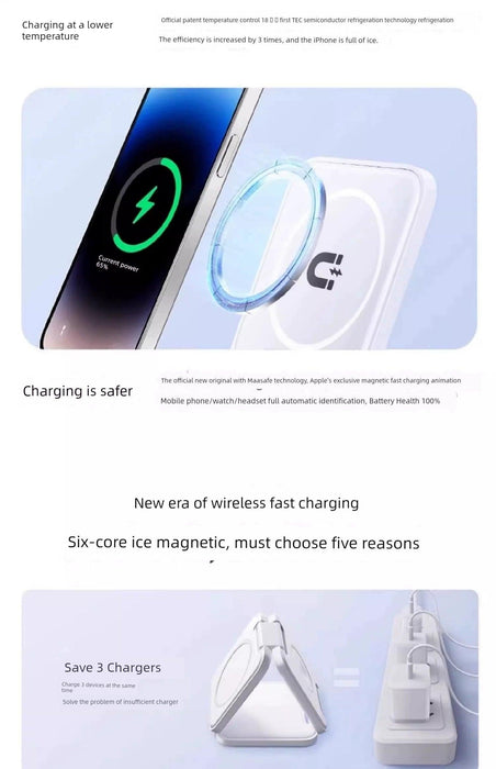 Three-in-One Magnetic Foldable Fast Charging Base Bracket Apple Three-in-One Magnetic Foldable Fast Charging Base Bracket Apple -   Lacatang Shop Lacatang Shop 