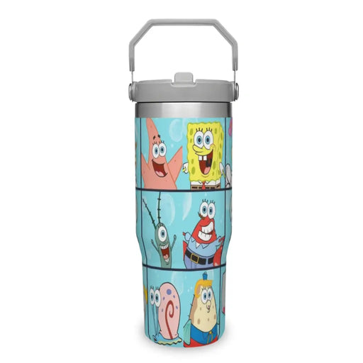 Portable Car Cup SpongeBob SquarePants Stainless Steel 304 Tumbler Water Bottle 30oz/900ml SpongeBob SquarePants 30oz Stainless Steel Car Tumbler - Portable  Lacatang Shop Lacatang Shop 