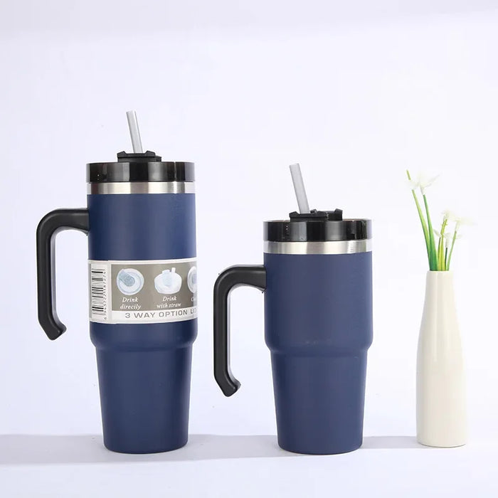 30/oz Stainless Steel Vacuum Insulated Tumbler with Lid Thermal Coffee Car Cup Travel Mug Medium capacitywith Handle Straw Mug