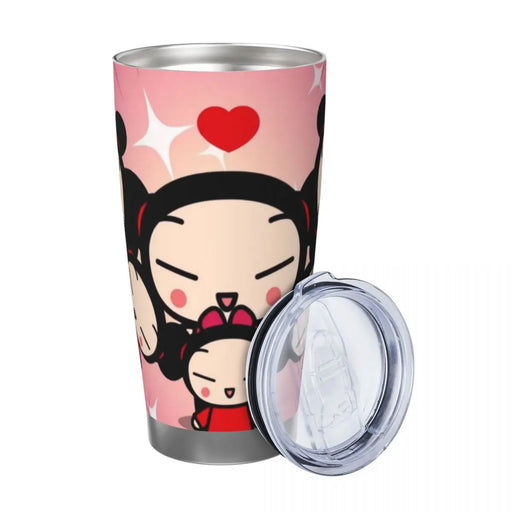 Cute Cartoon Pucca 20oz Stainless Steel Insulated Thermal Coffee Car Cup Cold Hot Mugs Vacuum Flask Cute Cartoon Pucca 20oz Insulated Thermal Coffee Car Cup Mugs  Lacatang Shop Lacatang Shop 