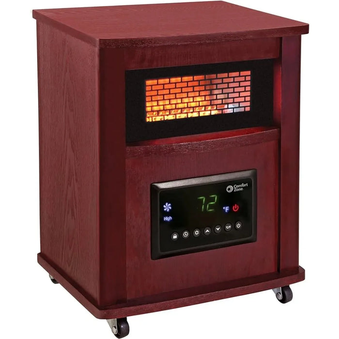 1500W 16” Electric Infrared Quartz Wood Cabinet Space Heater ，Adjustable Thermostat with， Digital Display, Overheat Protection