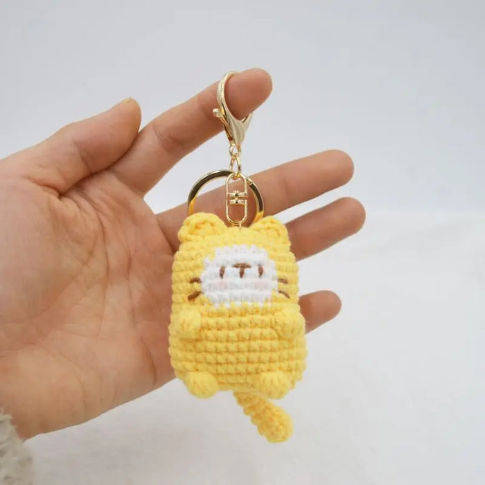 Cute Cat Crochet Keychains Knitting Cartoon Cat Doll Keyrings For Car Keys Kawaii Small Cat Knitted Keychain For Bag Pendant New